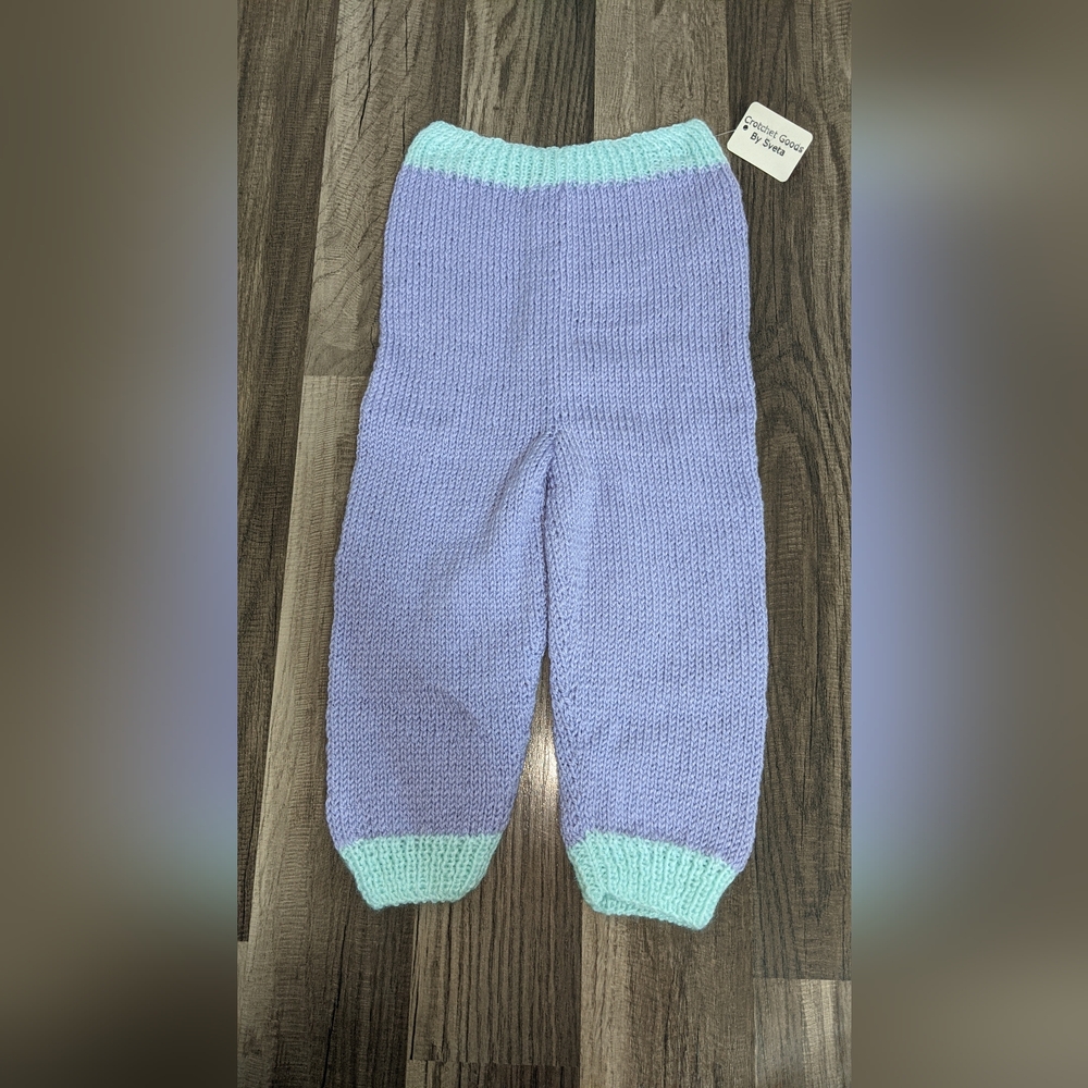#630NWT Crotchet by Sveta Handmade Kids Pants. Size: 3T. Color: Purple&Aqua